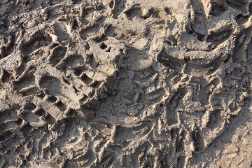 Abstract background. Tire tracks in the mud