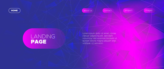 Violet Landing Page. Vector Polygonal Banner. 
