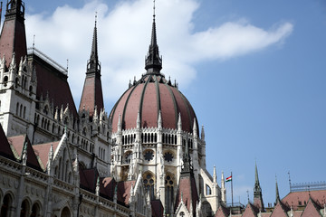 The Hungarian Parliament Building also known as the Parliament of Budapest after its location is...