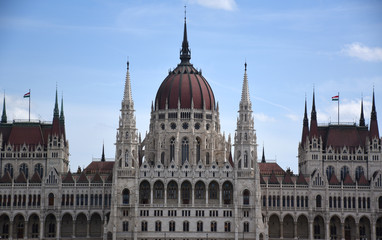 Obraz premium The Hungarian Parliament Building also known as the Parliament of Budapest after its location is the seat of the National Assembly of Hungary