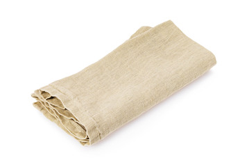 Folded napkin isolated on a white background. Kitchen textiles. Stacked photo