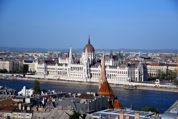 Obraz premium The Hungarian Parliament Building also known as the Parliament of Budapest after its location is the seat of the National Assembly of Hungary
