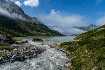 bieler hoehe with lake in montafon silvretta in the austrian alps, austria