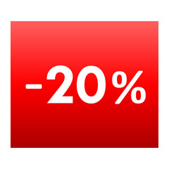 Sale - minus 20 percent - red gradient tag isolated - vector