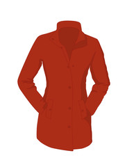 Coat women red realistic vector illustration isolated