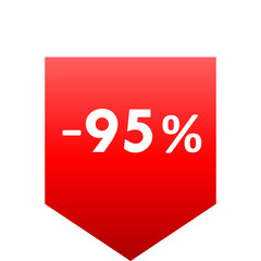 Sale - minus 95 percent - red gradient tag isolated - vector