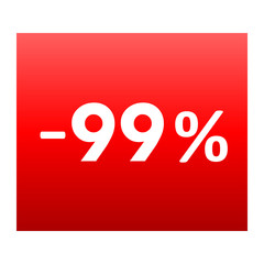 Sale - minus 99 percent - red gradient tag isolated - vector