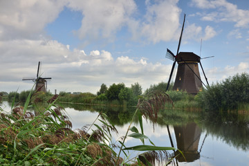 Wiatraki na polderach Holandii w Kinderdijk © W Korczewski
