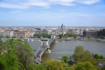 Fototapeta na wymiar Skyline cityscape view of Pest side of Budapest