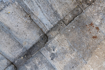 Wood Structures in a poured show wall of an old German bunker .
