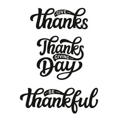 Thanksgiving day lettering set