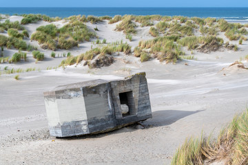 Old German bunker on the island Terschelling in the Netherlands.