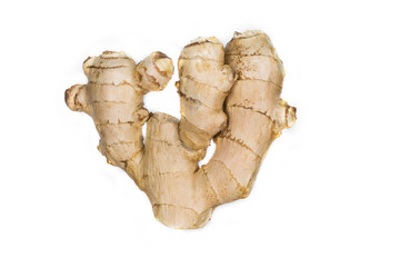 Fresh piquancy, spice ginger root isolated on white background