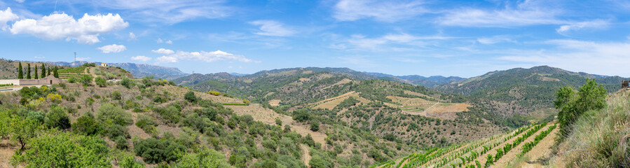 The wide panorama of Priorat, Catalonia, Spain
