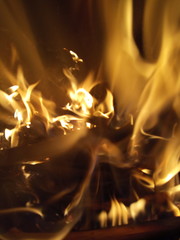 fire in fireplace