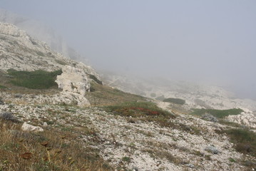 Frioul archipelago in fog
