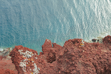 Looking down from the top of a cliff into the Atlantic Ocean from Tenerife Spain