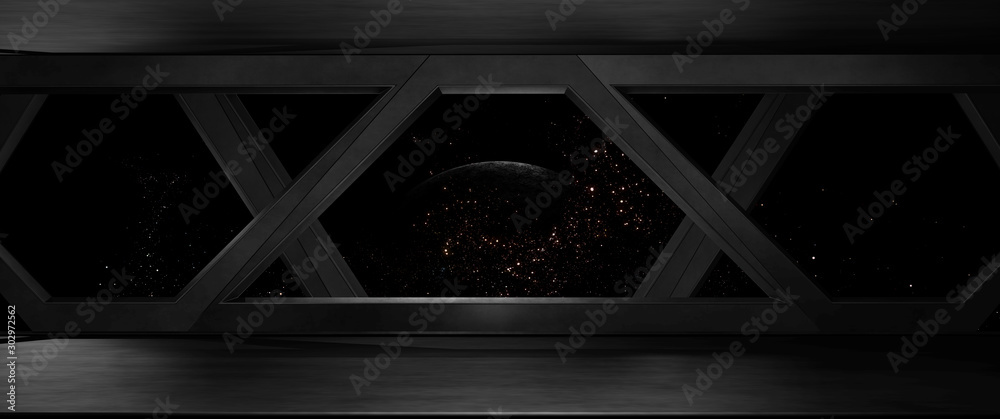 Wall mural space environment, ready for comp of your characters.3d rendering