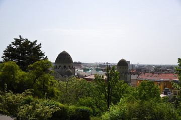 Panoramic, skyline cityscape view of Buda side of Budapest