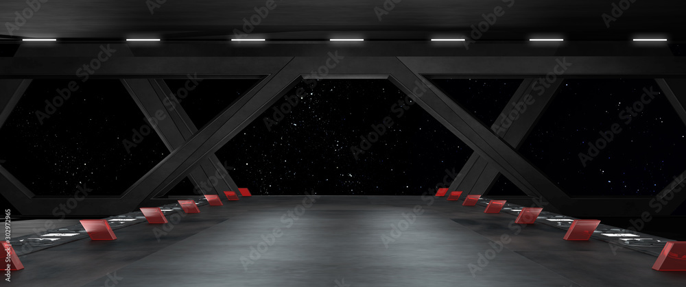 Wall mural space environment, ready for comp of your characters.3d rendering