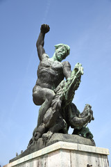 Landmark the bronze Dragon-Killing right-hand at Citadella in Budapest