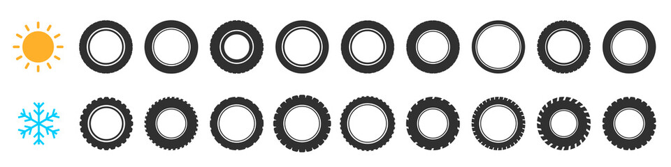 Car wheels with winter and summer tires © Daria