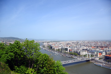 Fototapeta premium Skyline cityscape view of Pest side of Budapest