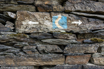 symbol of rheinsteig hiking trail in the middle rhine valley, germany
