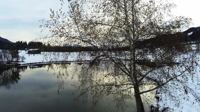 Winter, lake,  Landscape, Aerial