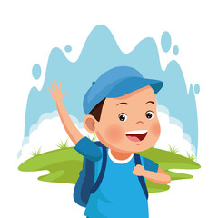 cartoon happy boy with blue cap