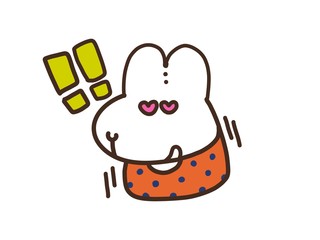 喜び驚いている白うさぎ