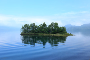 Small Island in Lake Toya, Hokkaido, Japan