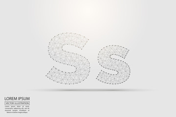 English letters abstract font consists 3d of triangles, lines, dots and connections. Vector illustration EPS 10.