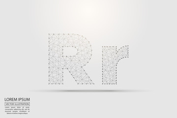 English letters abstract font consists 3d of triangles, lines, dots and connections. Vector illustration EPS 10.