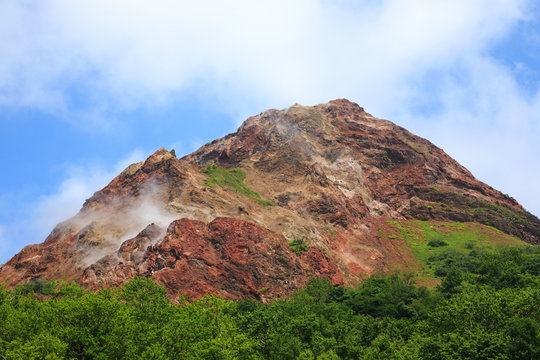 Active Volcanic Mountain in Hokkaido, Japan