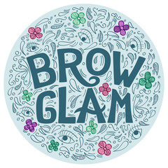 Hand drawn lettering for beauty salon, brow bar, beauty counter, brow care stylists, logo, sign, icon