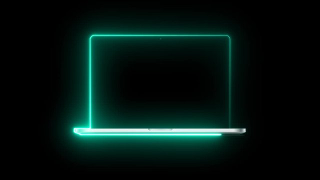 mac laptop screen square neon background innovation technology effect