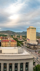 Vertical Scenic panorama of downtown Salt Lake City
