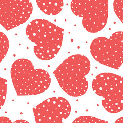 Seamless pattern with red hearts on white background. Valentine s day.
