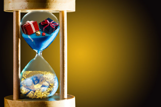 Christmas countdown. Modern Hourglass lights background Holiday-themed image.