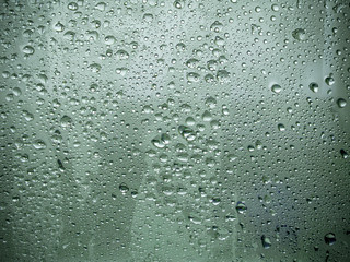 Frozen glass. Water drops