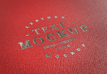Embossed Silver Text Effect on Red Leather Mockup
