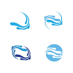 Fototapeta na wymiar Waves beach logo blue and symbols template icons app