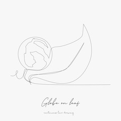continuous line drawing. globe on leaf. simple vector illustration. globe on leaf concept hand drawing sketch line.