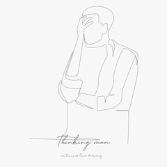 continuous line drawing. thinking man. simple vector illustration. thinking man concept hand drawing sketch line.