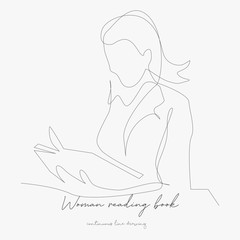 continuous line drawing. woman reading book. simple vector illustration. woman reading book concept hand drawing sketch line.