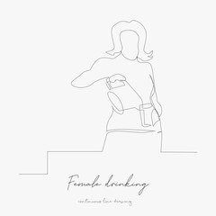 continuous line drawing. female drinking coffee. simple vector illustration. female drinking coffee concept hand drawing sketch line.