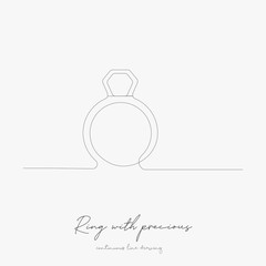 continuous line drawing. ring with precious. simple vector illustration. ring with precious concept hand drawing sketch line.