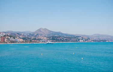 Fototapeta na wymiar Panoramic view over the Malagueta beach on a clear day