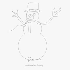 continuous line drawing. snowman. simple vector illustration. snowman concept hand drawing sketch line.